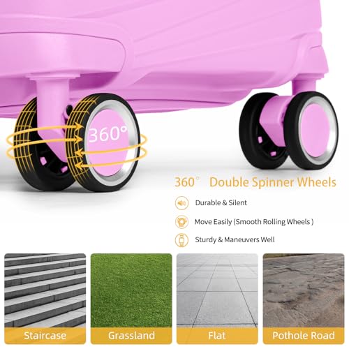 Image of LARVENDER Carry On Luggage 22x14x9 Airline Approved, Suitcases with Wheels | Expandable Hardside PP Carry On Suitcase, 20 Inch Luggage Sets 3 Piece for Women Men, TSA Lock, Neon Pink