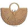 Straw-Bags-for-WomenHand-woven-Straw-Top-handle-Bag-with-Round-Ring-Handle-Summer-Beach-Rattan-Tote-Handbag YYW Straw Bags for Women,Hand-woven Straw Top-handle Bag with Round Ring Handle Summer Beach Rattan Tote Handbag (Khaki) One Size