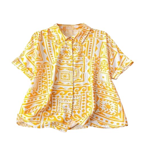 Image of Gufrina Women's Polyester Shirt with Pocket Half Raglan Sleeves Spread Collar Neck Geometric Printed Relaxed Fit and Standard Length