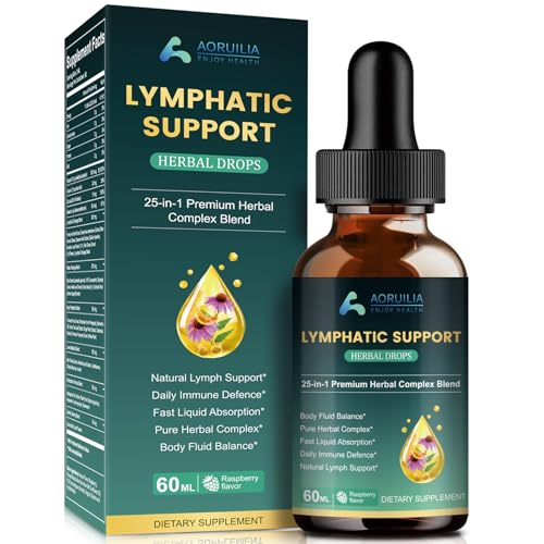 Lymphatic Drainage Drops 25-in-1 Botanical Complex with Dandelion Burdock Root Echinacea Turmeric and Vitamins Lymph System Supports Natural Balance & Immune Health 60ML