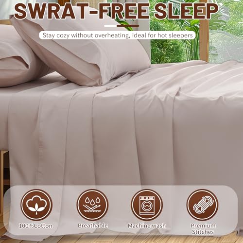 Image of Extra Deep Pocket Queen Sheets 18-24 Inch 100% Egyptian Cotton 1000 Thread Count Sateen Weave Soft Breathable 4 Pieces(Queen,Dusty Pink)