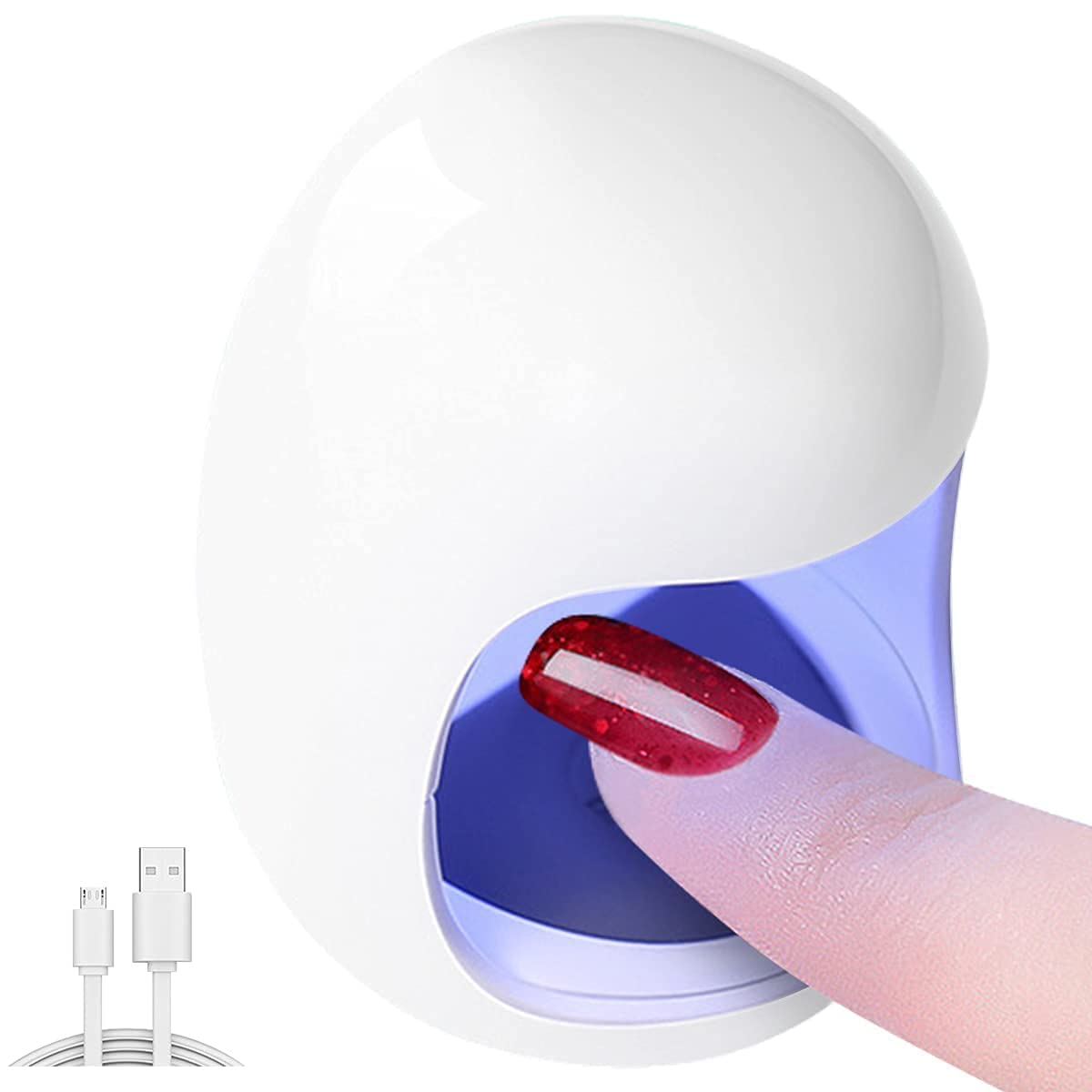 AzoneeMini Nail UV Lamp, Portable Phototherapy Dryer for Fingernails & Toenails, Egg-Shaped LED Light with Charging Cable, Perfect for Gel Nails