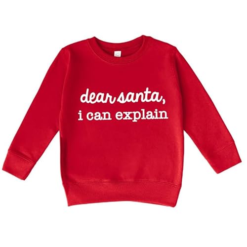 Bump and Beyond Designs Toddler Christmas Sweatshirt Kids, Dear Santa I Can Explain (Red 2T)