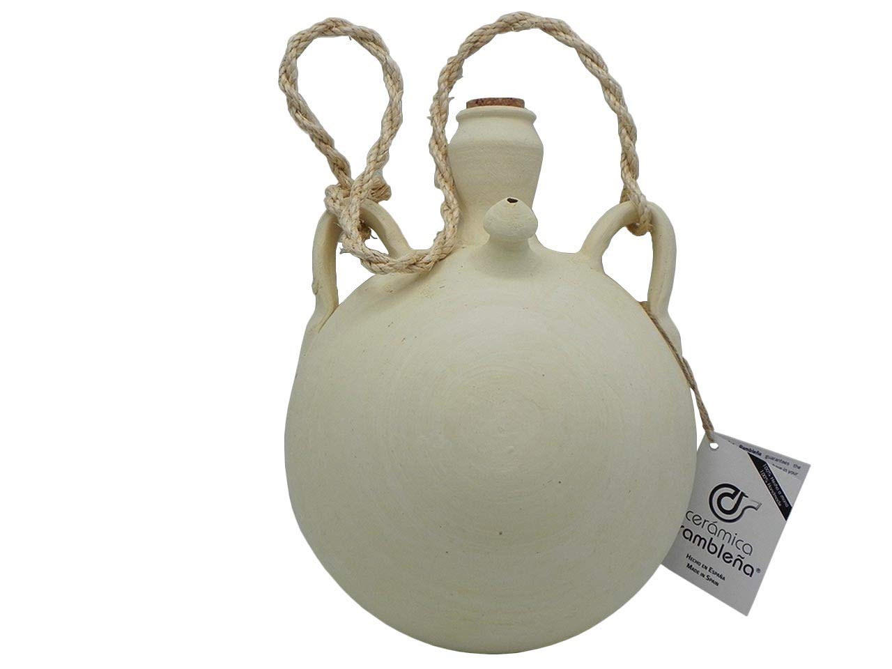 Cruche En Céramique Artisanale De La Rambla (Cordoue) - 3,5 Litres - 100% écologique Et Fait Main - Avec Support Et Bouchon