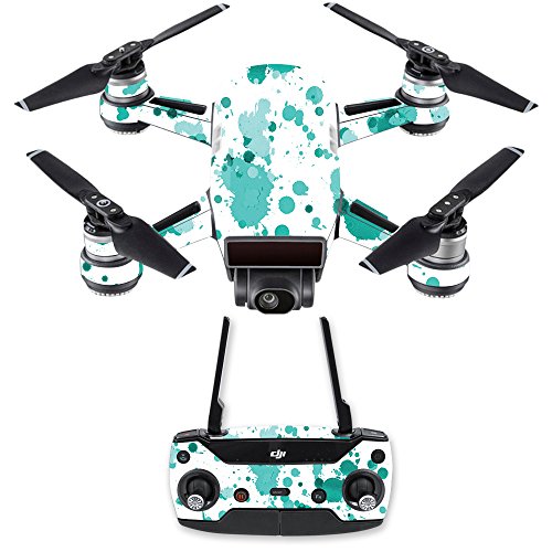MightySkins Skin Compatible with DJI Spark Drone & Controller - Teal Splatter |