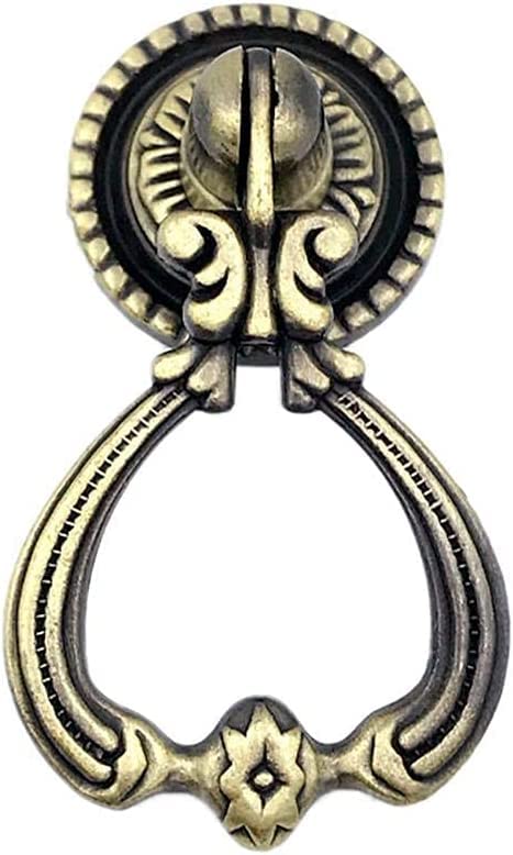 JUCACE Ring Pull Handles, 1PCS Vintage Bronze Knobs Pulls Handles Antique Drawer Pull Ring Single Hole Decorative Hardware with Screws for Furniture Cabinet Cupboard Dresser