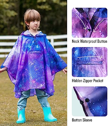 Image of SaphiRose Lightweight Kids Rain Poncho Jacket Waterproof Outwear Rain Coat