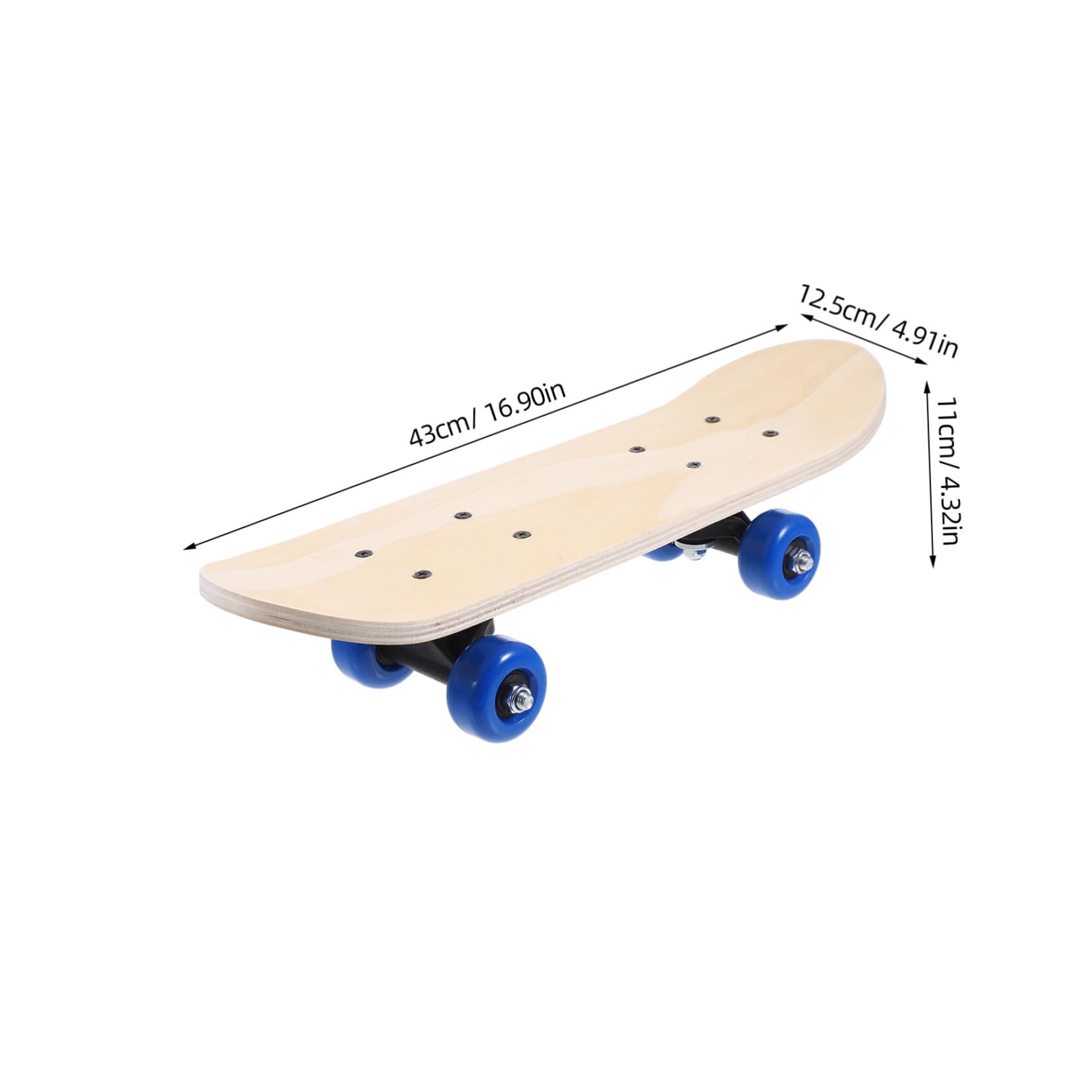 ifundom Unfinished Skateboard Boards for Boys and Girls 7-Layer Maple Wooden Deck 43cm x 12.5cm Ideal for Youth Skateboarding