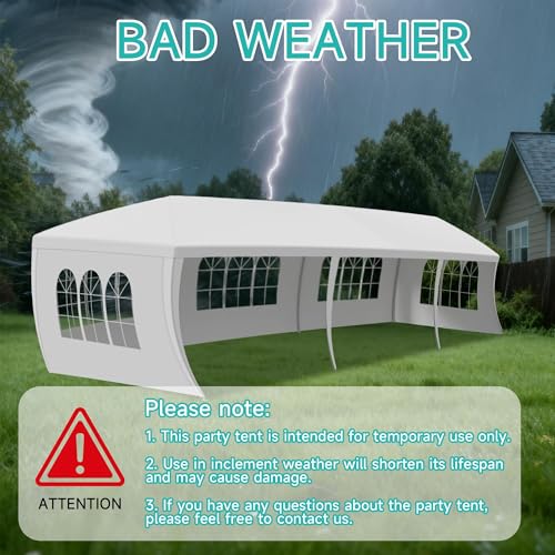 Image of 10' x 30' Outdoor Canopy Tents with 5 Detachable Sidewalls, Patio Gazebo Tents, Shade Shelters for Birthday, Events, Party, Wedding, Gatherings and Patio (White, ZP-DCK-5M-BS01)