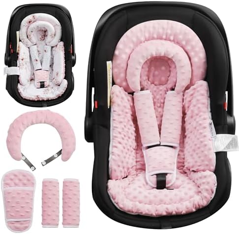 Infant Car Seat Insert with Removable Cushion for Baby Preemie Newborn Infant, Reversible carseat Insert Head Body Support Fits for Stroller, Baby Swing, Rocker, Bouncer, Bassinet – Pink Infant Car Seat Insert with Removable Cushion for Baby Preemie Newborn Infant, Reversible carseat Insert Head Body Support Fits for Stroller, Baby Swing, Rocker, Bouncer, Bassinet – Pink