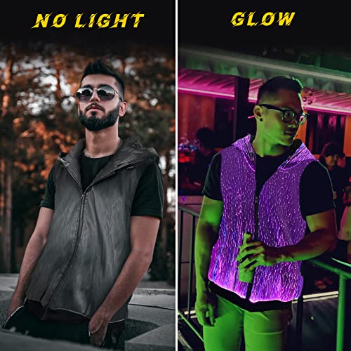 Men's LED Light up Pullover Black Hoodies Full Zip Hooded Tank Top For Raves Party Gift4