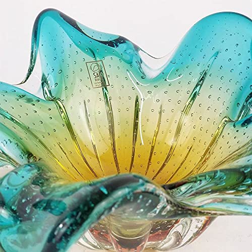 Centro De Mesa Em Cristal Murano Verde E Âmbar - São Marcos