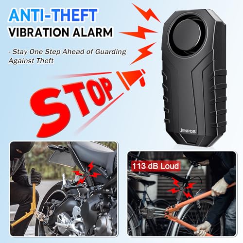 Bike Alarm, 113dB Loud Waterproof Wireless E-Bike Motorcycle Alarm with Remote, Anti-Theft Vibration Motion Sensor Multipurpose Security Alarm System, Ebike Accessories - Image 5