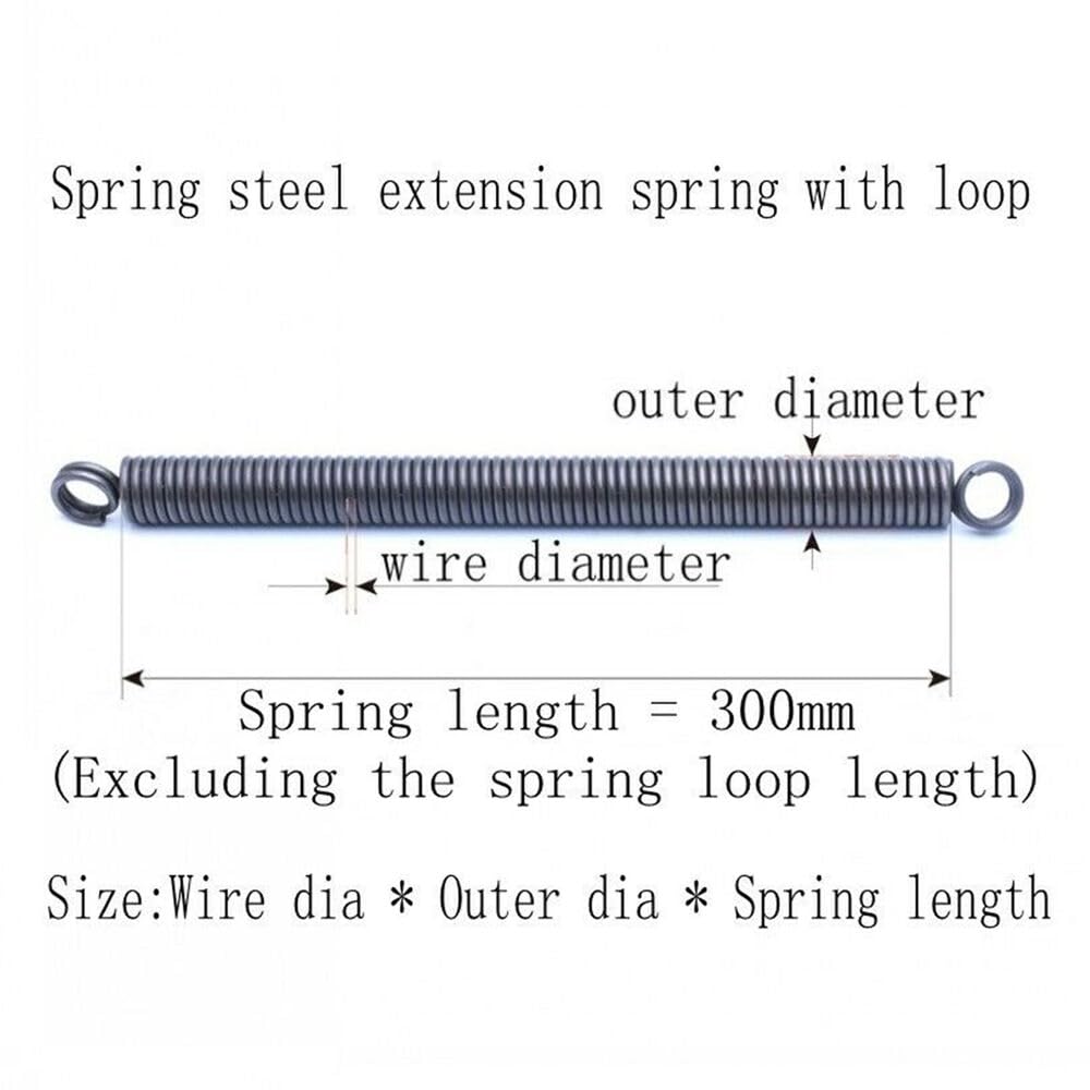 1pcs Spring Steel Extension Spring with Loop Wire Diameter 4mm-6mm Length 300mm Outer Diameter: 22mm-50mm (1,4 * 25 * 300mm)