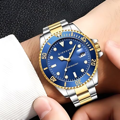 Image of Giordano Premium Analog Watch for Men with Rotating Bezel, Stainless Steel Strap and Date Display