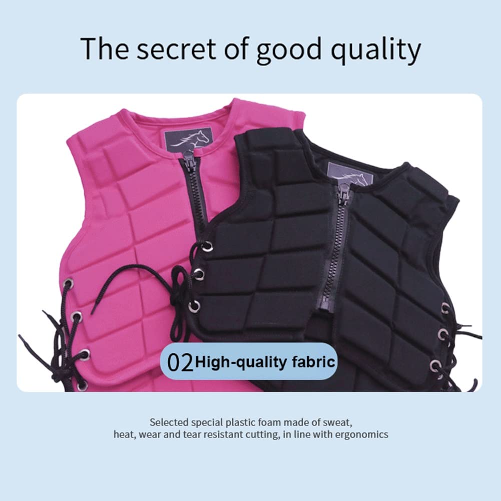 Protector de Espalda Chaleco de Entrenamiento de equitación Protector de Espalda Equitación con amortiguación Deportiva Acolchado para niños y Adultos (Negro CL)
