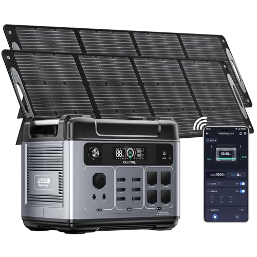 OUKITEL P2001 PLUS 2400W Power Station with 2x200W Solar Panels, 2048Wh Solar Generator(Peak 5000W) 1.5Hrs Fast Full Charging APP Control LiFePO4 Battery Backup for Camping Emergency RVs
