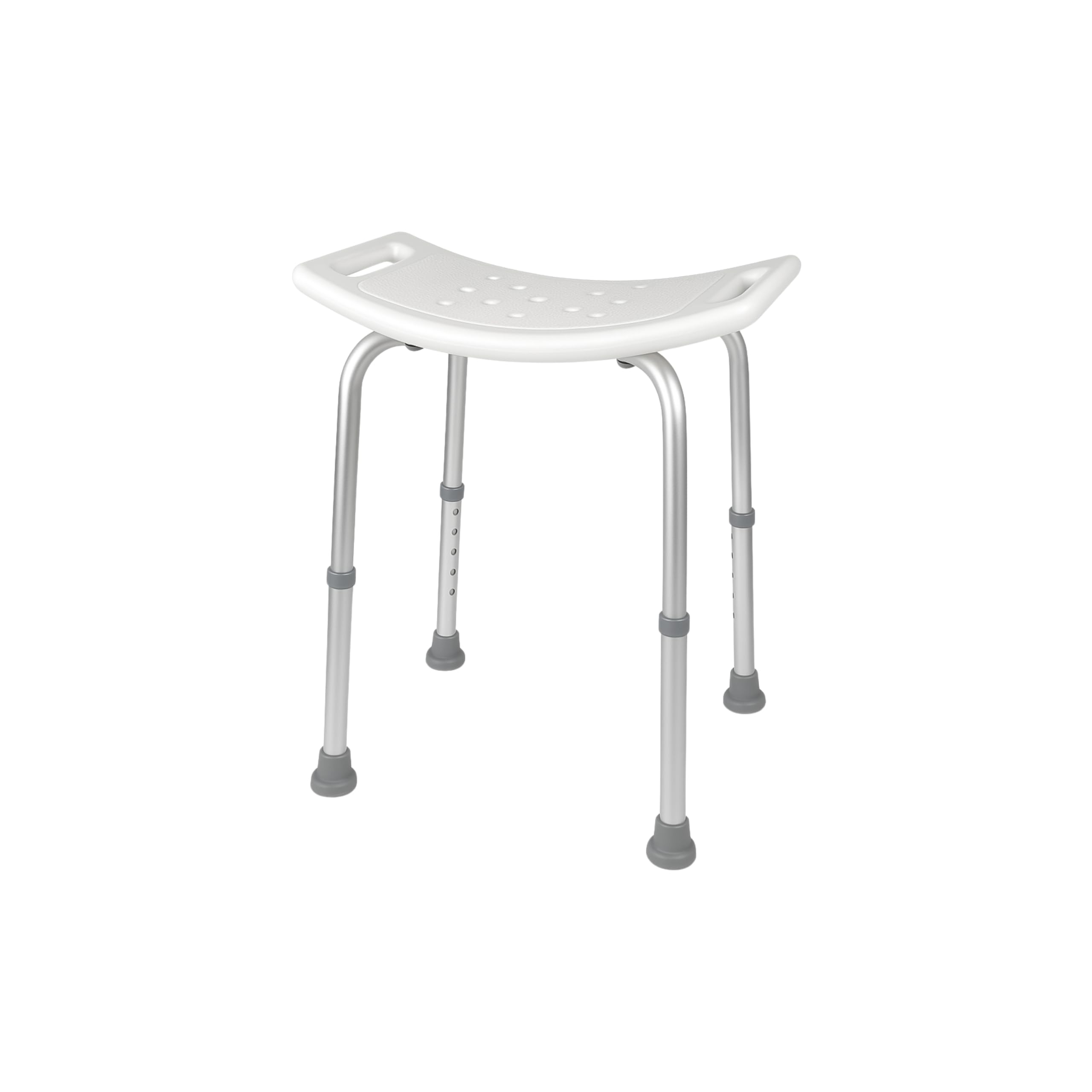 Mobiclinic®, Taburete Baño, Altura Regulable, San Fermín, Asiento en U, Conteras Antideslizantes, Ligero, MAX. 100 Kg, Aluminio, Blanco