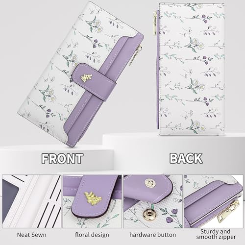 Wallet Women Slim Wallets for Women Cute Thin Purple Women's Wallet Kawaii Flower Womens Ladies Card Holder Wallets3