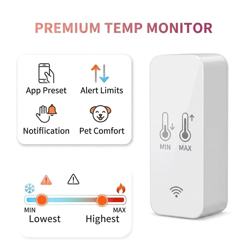Smartes WLAN Thermo-Hygrometer mit WiFi, App-Steuerung, kompatibel mit Alexa
