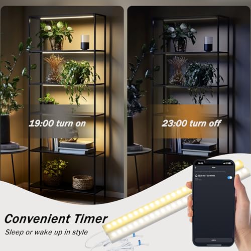 Image of Cefrank 12 inch Smart WiFi LED Under Cabinet Light 4pk Dimmable Alexa Google | V-Shape Peel-Stick No-Drill 300LM Frosted Eye-Care 2700K-6000K Kitchen Pantry Closet Shelf Display Workbench Vanity IP44