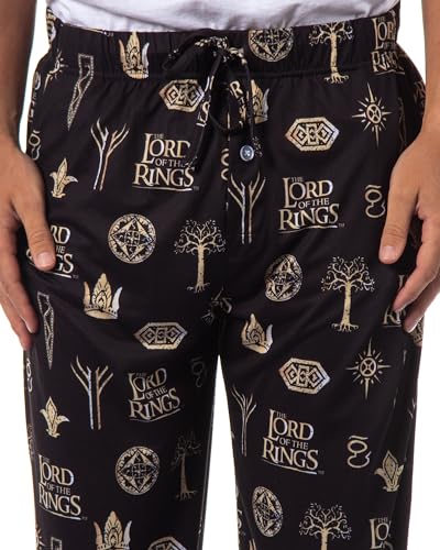 The Lord Of The Rings Mens' Tossed Print Movie Film Title Logo Pajama Pants3