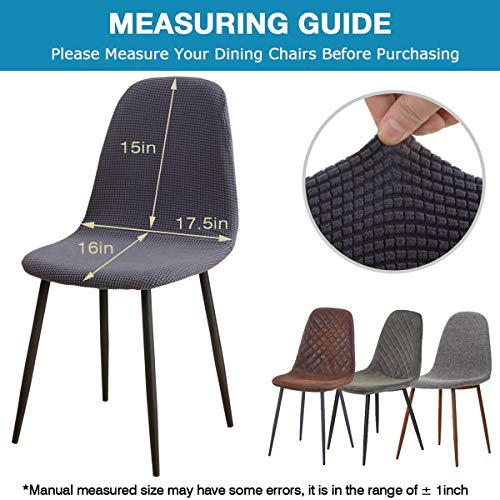 Mid Century Modern Dining Chairs,Shell Chair Covers Jacquard Chair Covers Slipcovers Upholstered Side Chair With Metal Legs For For Club Kitchen Bedroom Living Dining Room(Gray Blue, 6Pcs) #TOP1