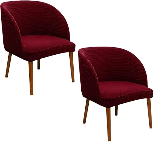 SZJIAHTM 2 fundas para silla de comedor, respaldo redondo, curvado, suave, elástico, de mediados de siglo, moderno, para cocina, sala de estar