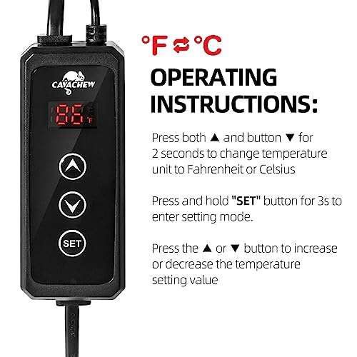 Cavachew JTC02 Dimming Thermostat Reptile, Thermostat For Reptile Heat Lamp Mats Bulbs thumb #5