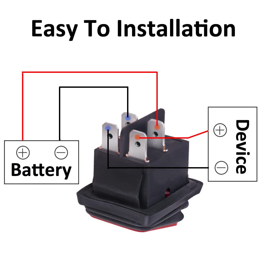 ETOPARS Interrupteur à Bascule 12V 20A Étanche Avec LED - Bleu, Rouge, Vert - Pour Voiture, Bateau, Camping-car