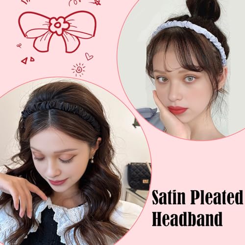 Audtope AUDP-WJ84-1 9Pcs Headbands For Women, Silky Satin Pleated Headband thumb #4