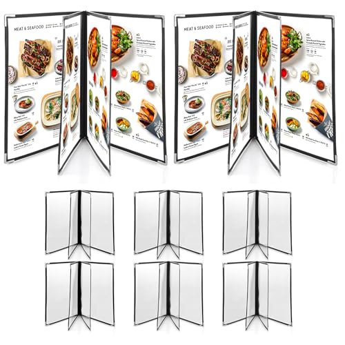 FVIEXE 8PCS 8.5 x 11 Inch Menu Covers 4 Page 8 View, Transparent Restaurant Menu Holder for Restaurant Bar Cafe, Fits A4 Size Paper