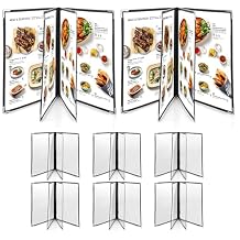 8PCS 8.5 x 11 Inch Menu Covers 4 Page 8 View, Transparent Restaurant Menu Holder for Restaurant Bar Cafe, Fits A4 Size Paper