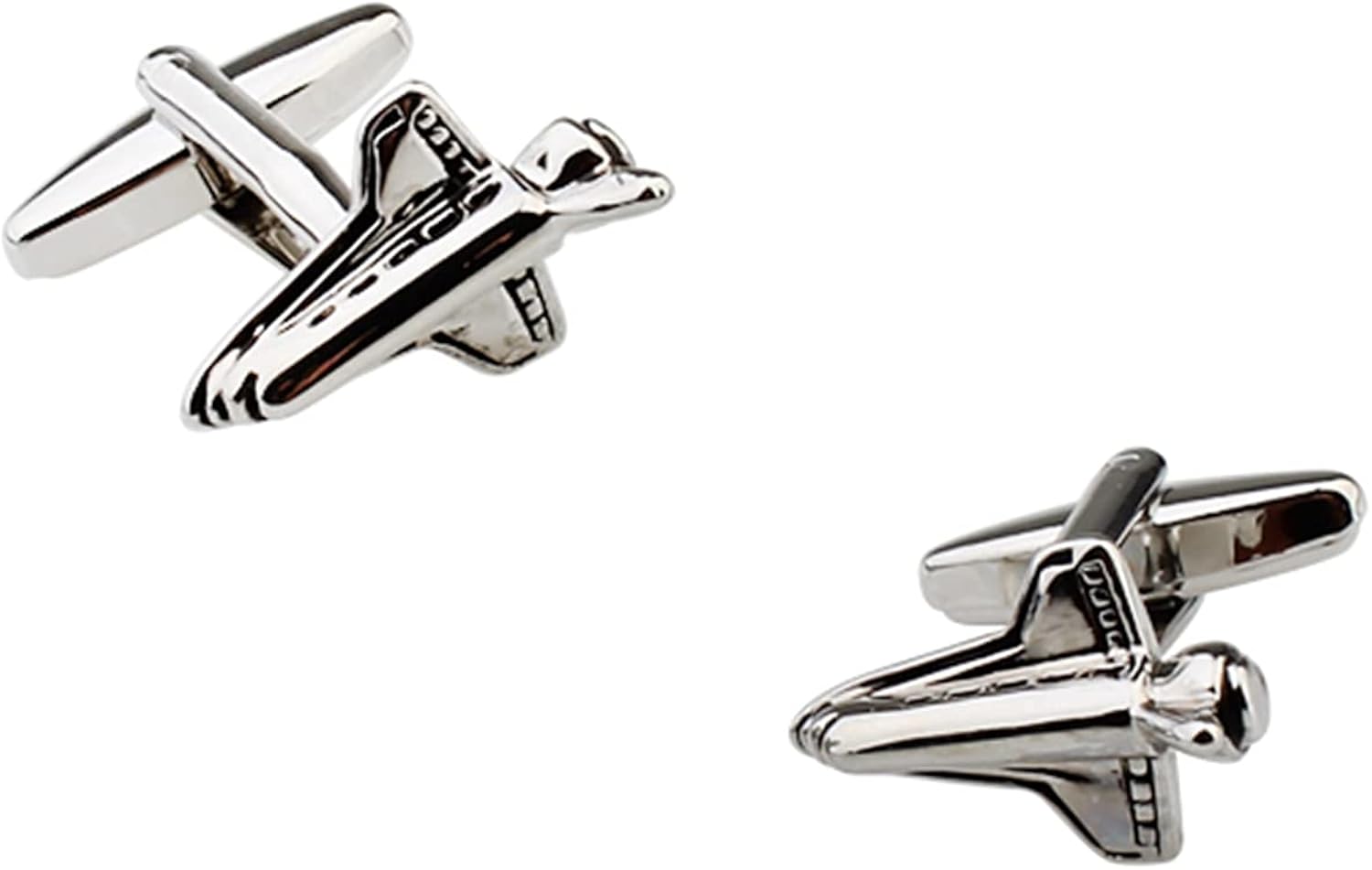 Space Shuttle Cufflinks Plane Astronaut Moon Craft Orbital, Silver, Medium - Image 3