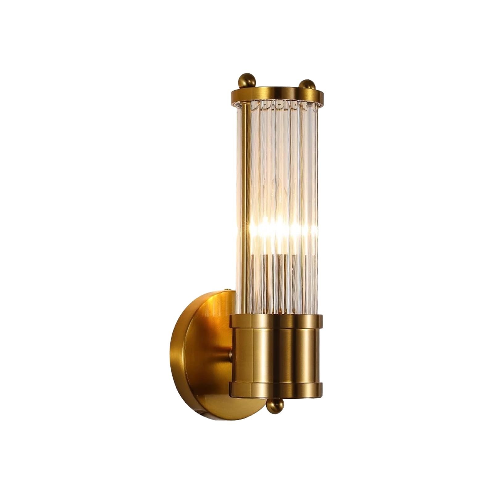 Nicrx White 1-Light Brass Gold Crystal Wall Sconce, Crystal Glass Wall Lamp With Gold Base (1-Light)