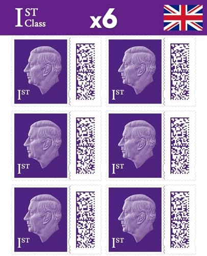 1st Class Stamps (6 Pack) Barcoded Self-Adhesive UK Letter Postage Official 1st Class Postage Stamps (Total 6) | UK BEST SELLERS