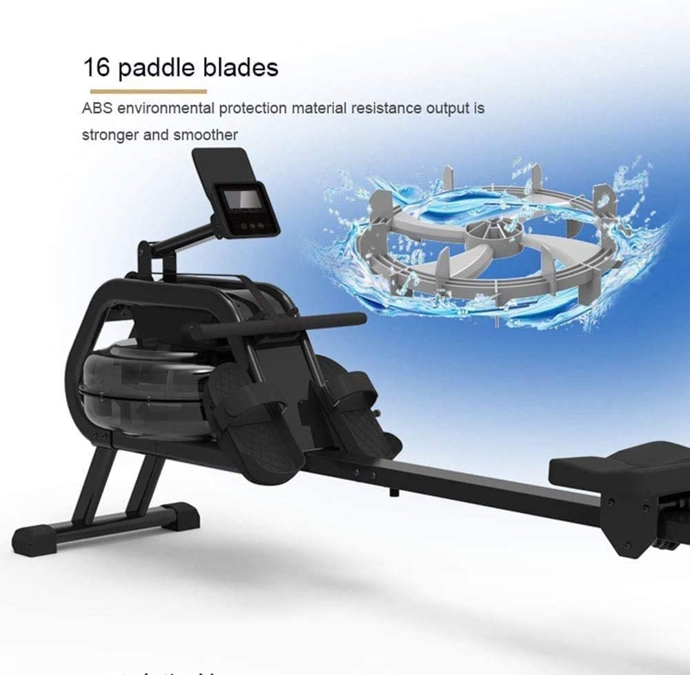 Máquina de Remo de Agua para el hogar, Resistencia magnética silenciosa Plegable con Monitor LCD para Entrenamiento Cardiovascular, Capacidad de 330 Libras