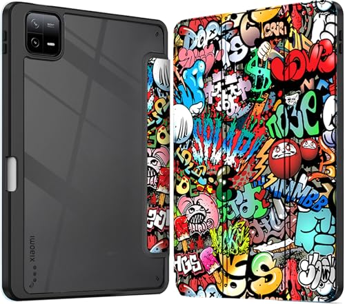 Image of Robustrion Cover for Xiaomi Pad 8 /8 Pro / 7 /7 Pro Cover Case 11.2 inch, Hybrid Flip Cover with [Transparent Back] and [Pencil Holder] for Xiaomi Mi Pad 7 /8 Cover [Auto Sleep Wake] - Hippy