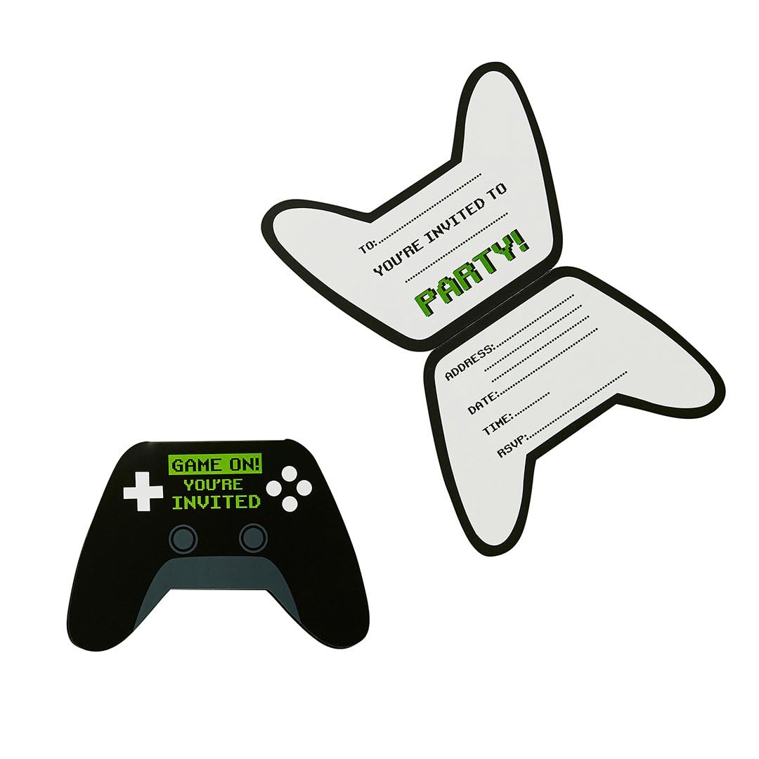 Game Controller Party Invitations, Pack of 10, Gaming Themed Birthday Invites
