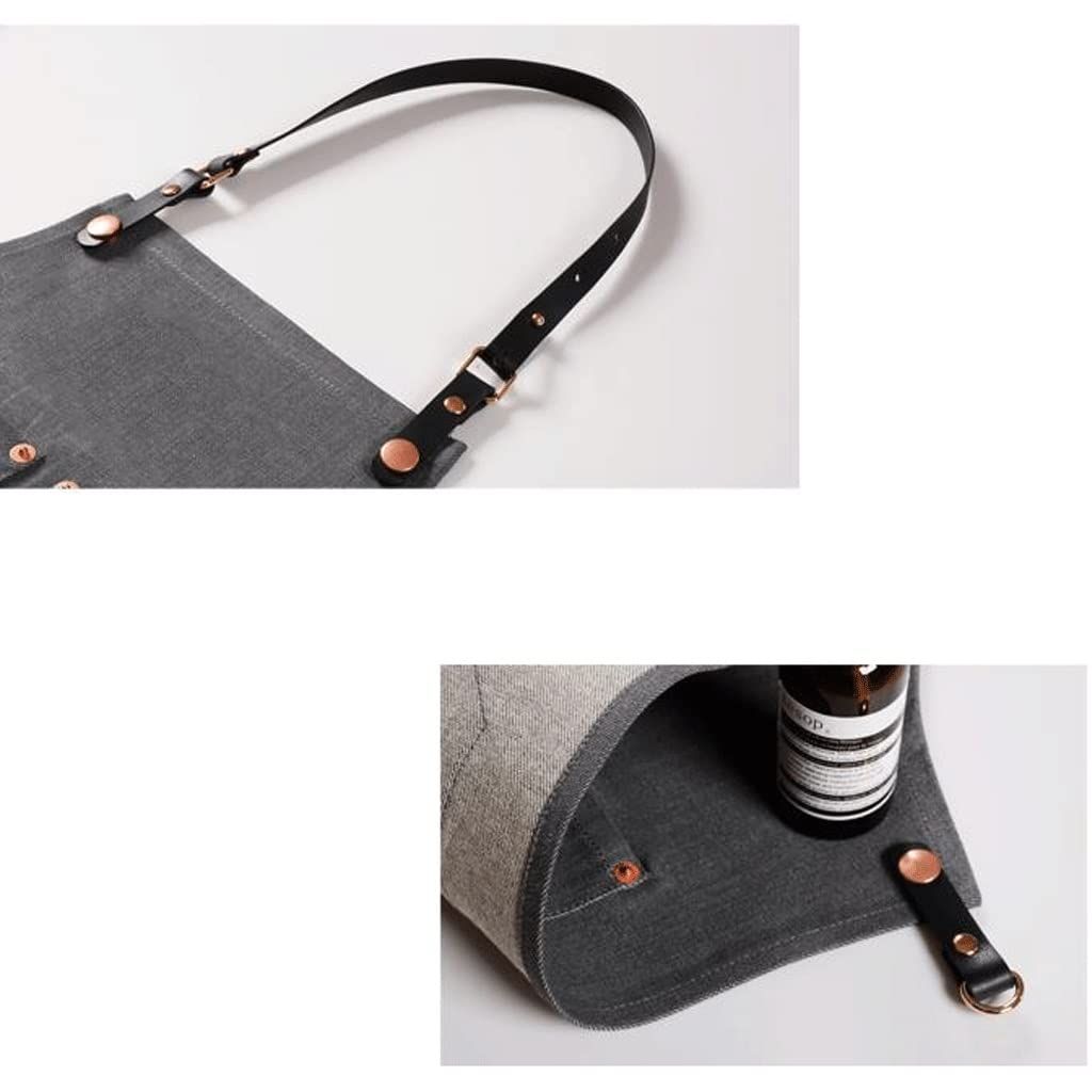 SSDD Denim Gray Delantal Barista Delantal Peluquería Manicura Trabajo Delantal Restaurante Floral Pintura Delantal (Color : Gray-b, Size : M)