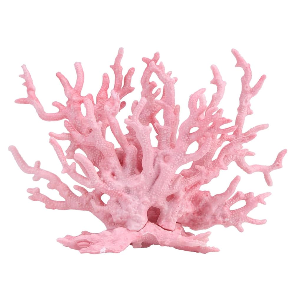 Senda Artificial Aquarium Coral Decoration, Simulation Coral Reef Ornaments Resin Underwater Marine Plants Fish Tank Decor for Aquarium Fish Tank Landscape (Pink)