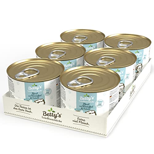 Produktbild von Betty's Landhausküche Hundefutter Pferd mit Kartoffel & Distelöl - 6 x 200 g