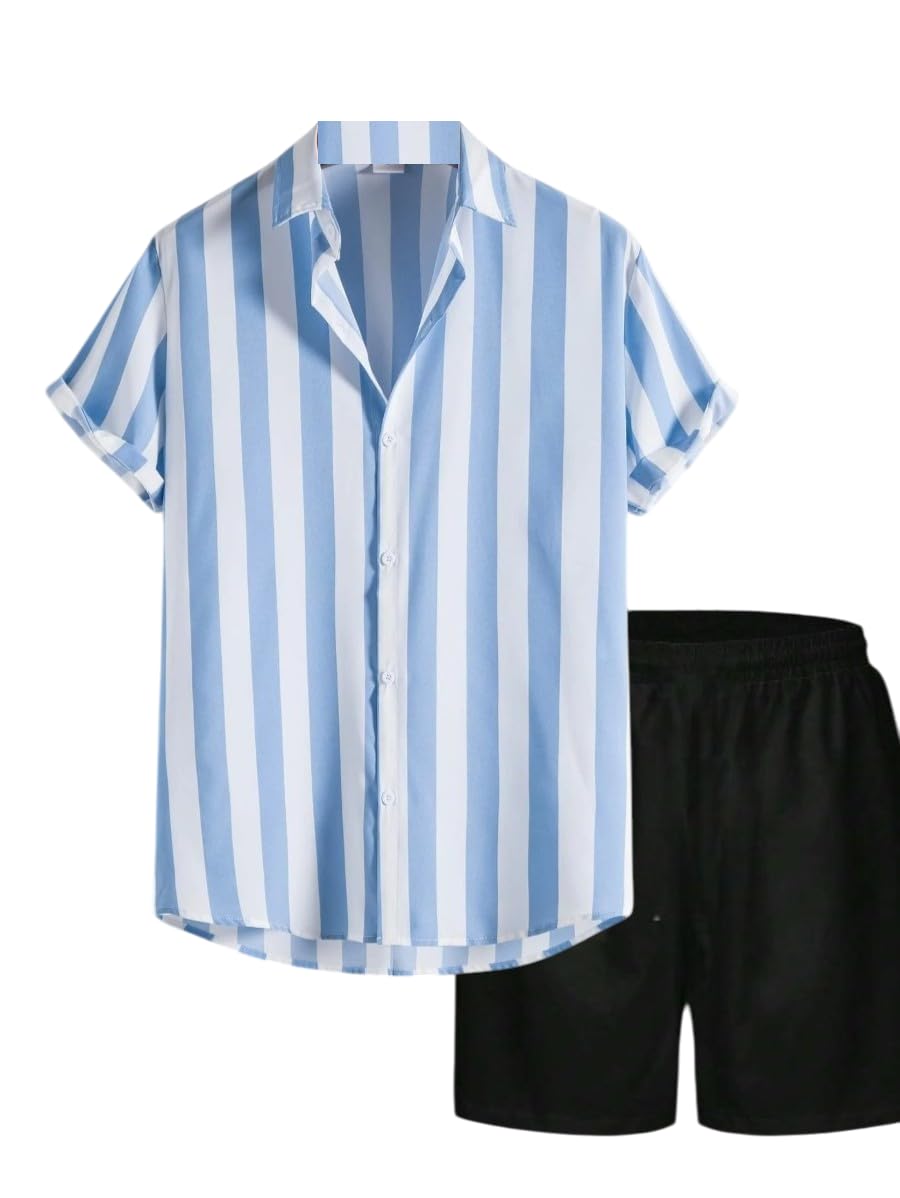 Co Ord Set for Men | Trendy Night Dress for Boys | T-Shirt and Shorts Combo for Lounge | Stylish Summer and Travel Wear |Men's Matching Two-Piece for Vacation