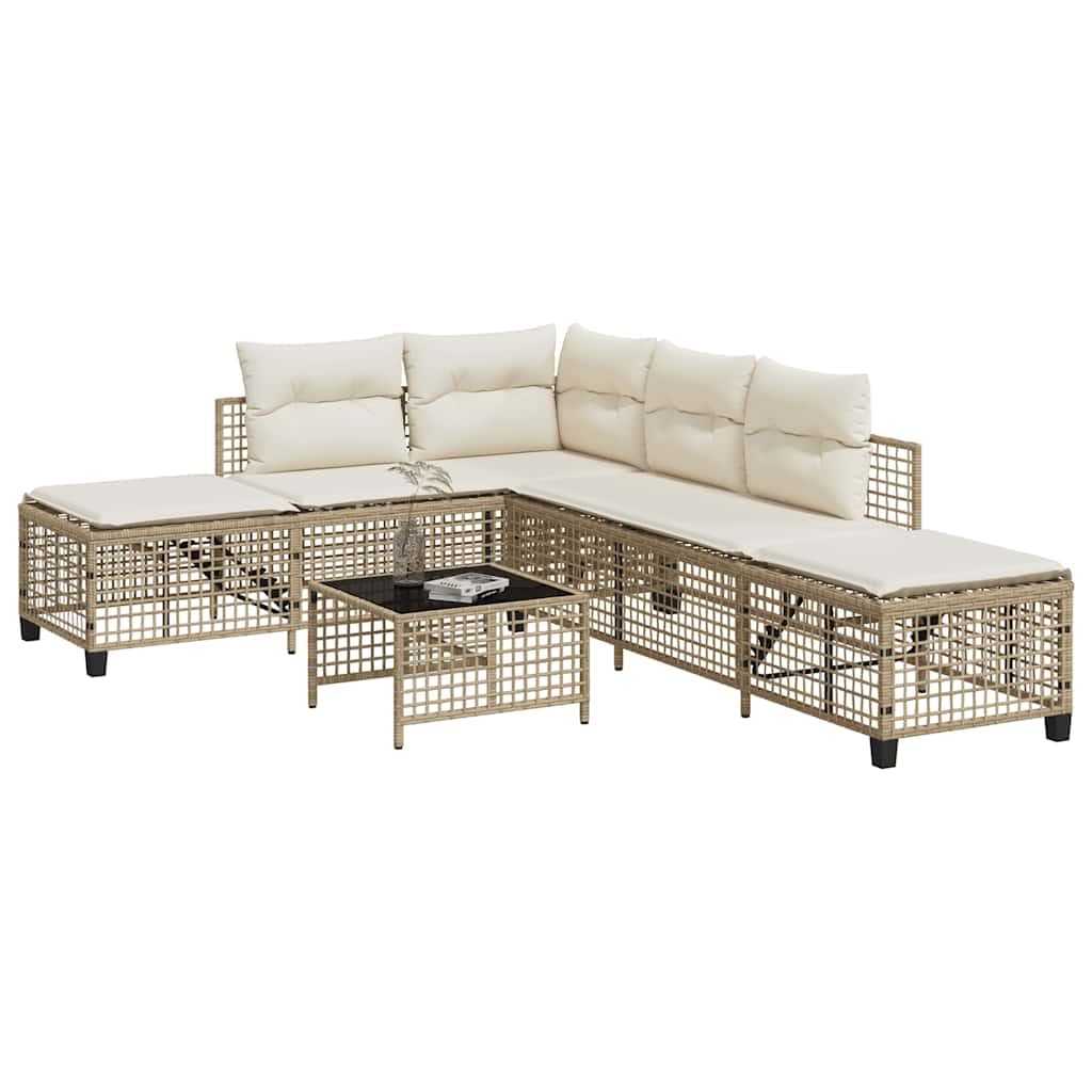 vidaXL Set Divano ad Angolo 3 pz con Cuscini Beige in Polyrattan, Set Divano da Patio, Set Divano in Rattan PE, Set arredo da Giardino