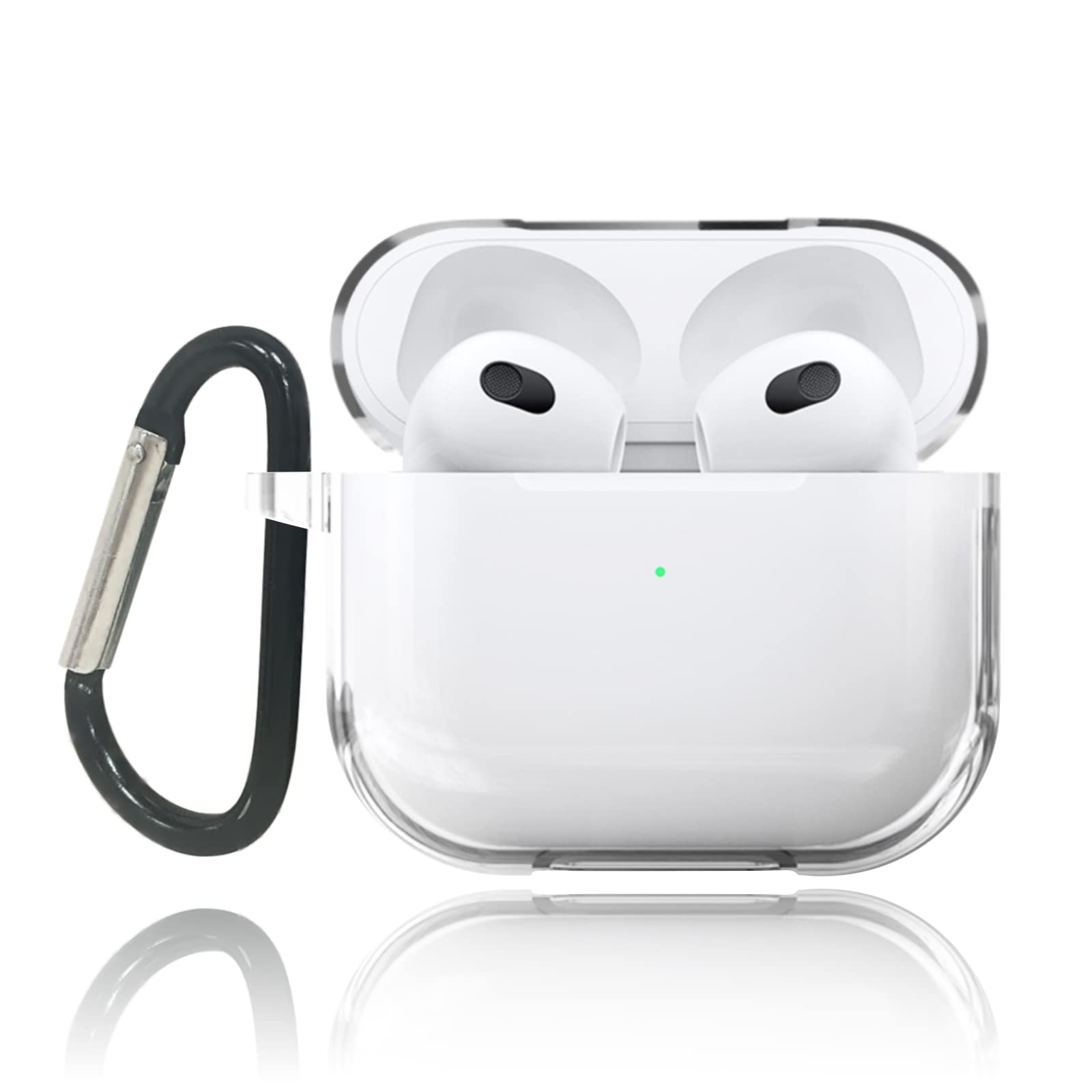 AirPods3 用 ケース(2021発売) 全面保護 TPU素材 ワイヤレス充電対応カラビナ付き防水 防塵 ス キズ防止 耐衝撃 軽量小型  AirPods(第3世代)専用保護カバー(クリア)