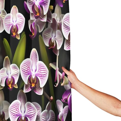 Rideau de douche imprimé orchidées en polyester lavable 183 x 183 cm - 5