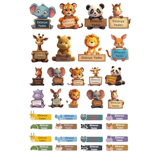 Image of UV DTF Sticker Set - Animals Theme Sticker Labels - Pack of 31 Premium Glossy Waterproof Stickers | Raised Embossed Finish | for Phone, Laptop, Bottle, Lunch Box