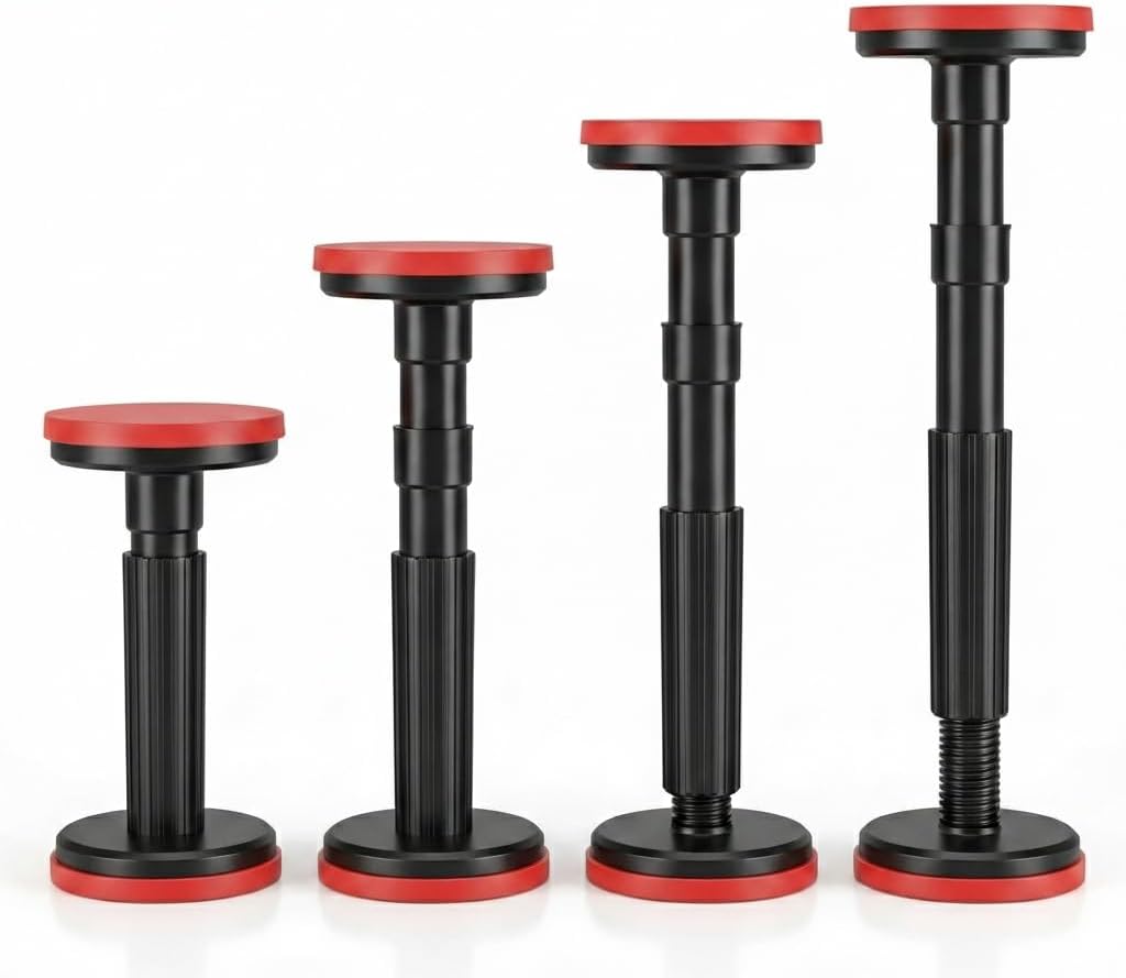 QWORK Adjustable Telescopic Support Pole 4 Pcs Set, 7"-17.7" Height Adjustable Cabinet Jack Support Rod, Cabinet Lifting Bracket, Undermount Sink and Floor Jack System