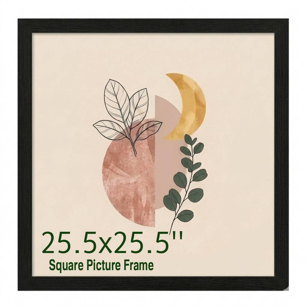 Poster Mount 25.5x25.5 Inch Movie Poster – Black MDF Wood Picture Frame - Shatterproof Acrylic Glazing for Safe Display - Dual-Orientation Wall Hanging