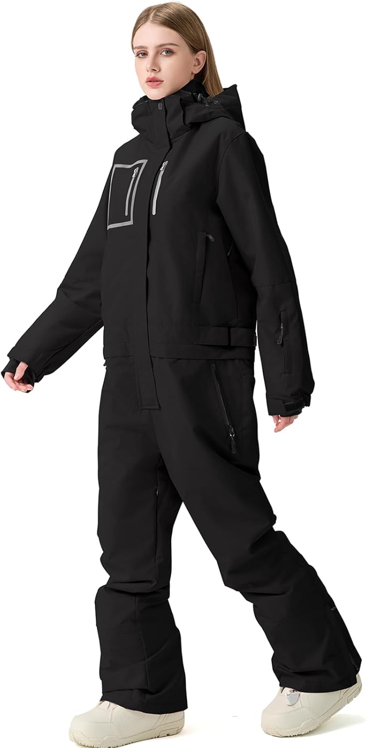 YEEFINE Women's Ski Suit One Piece Baggy Snowsuit Insulated Snowboard Suits Loose Snow Jacket Jumpsuits Waterproof - Image 2